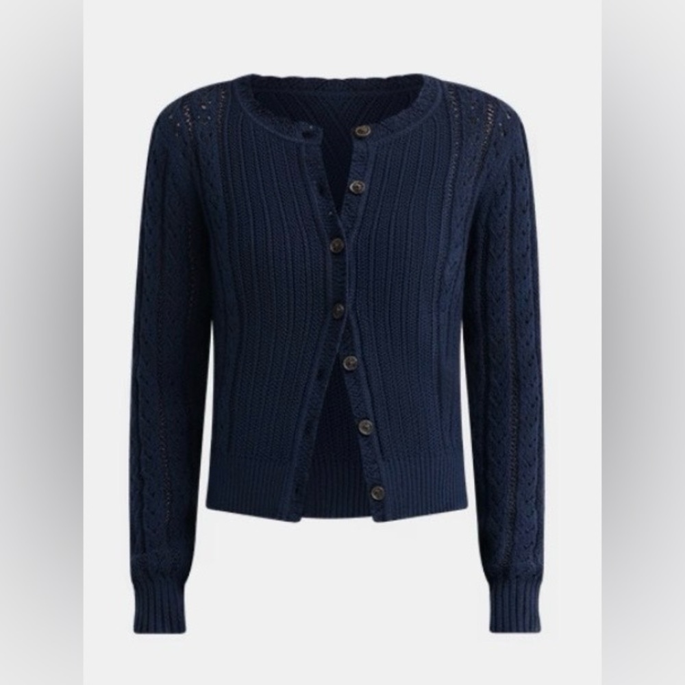 Loft Women’s Scalloped Pointelle Cardigan Size Small.  NEW